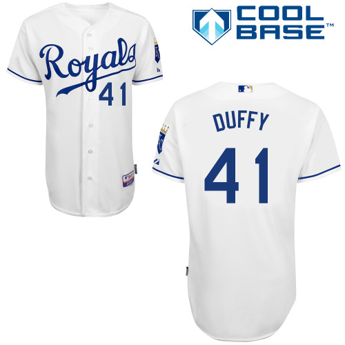 Danny Duffy #41 MLB Jersey-Kansas City Royals Men's Authentic Home White Cool Base Baseball Jersey